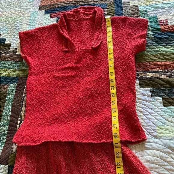 VINTAGE 60s Two Piece Handmade Red Skirt and Top - Picture 11 of 12
